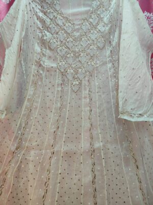 Pure Mul Chanderi Mukaish-Pearl Work Anarkali