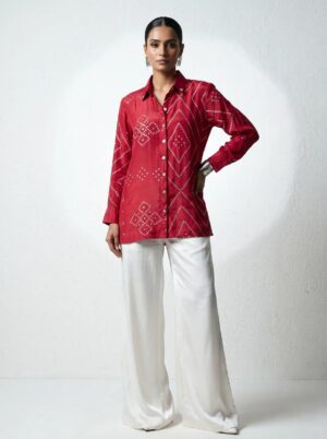 Bandhani Shirt (Natural Crepe)
