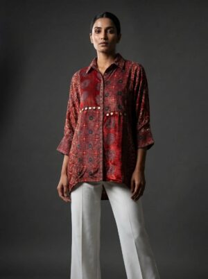 Ajrakh Shirts(Natural Crepe)