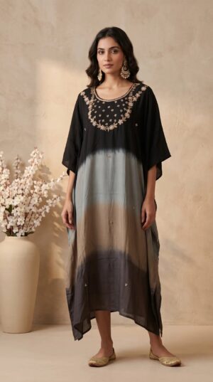 Pure Crepe Silk 3D Handwork Kaftan
