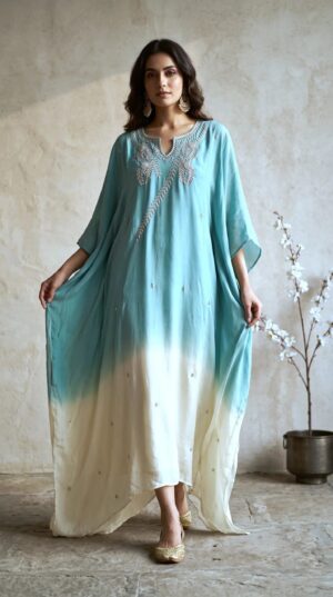 Pure Crepe Silk 3D Handwork Kaftan