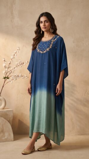 Pure Crepe Silk 3D Handwork Kaftan