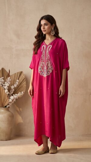 Pure Crepe Silk 3D Handwork Kaftan