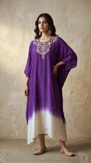 Pure Crepe Silk 3D Handwork Kaftan