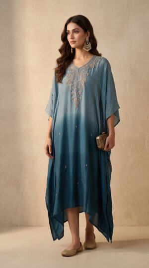 Pure Crepe Silk 3D Handwork Kaftan