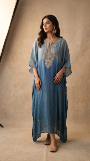 Pure Crepe Silk 3D Handwork Kaftan