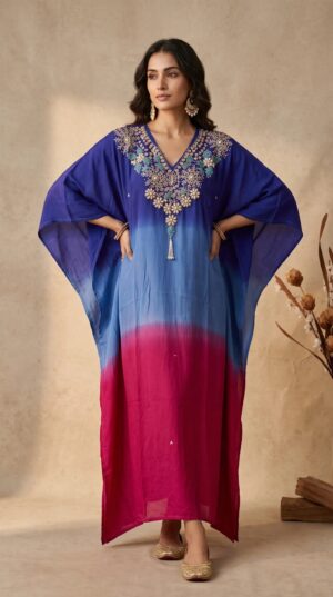 Pure Crepe Silk 3D Handwork Kaftan