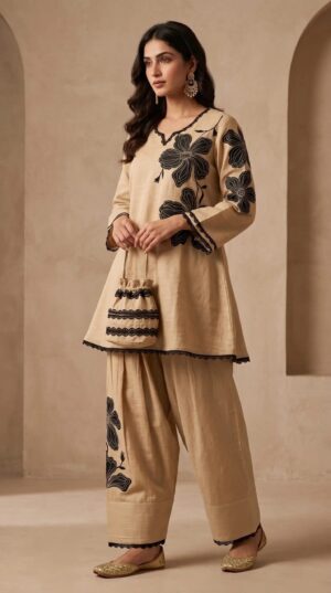 Designer Floral Applique Coord Set