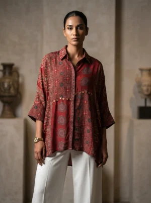 Ajrakh Shirts(Natural Crepe)