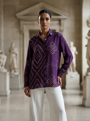 Bandhani Shirts (Natural Crepe)