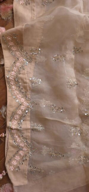 Dhakai Muslin-Organza Handcrafted Saree