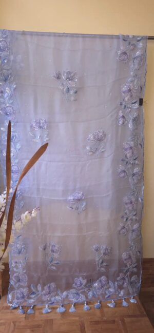 Dhakai Muslin-Organza Handcrafted Saree