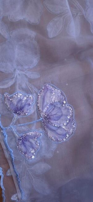 Dhakai Muslin-Organza Handcrafted Saree