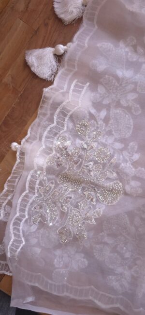 Dhakai Muslin-Organza Handcrafted Saree