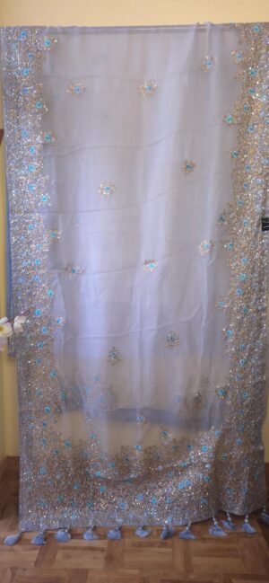 Dhakai Muslin-Organza Handcrafted Saree