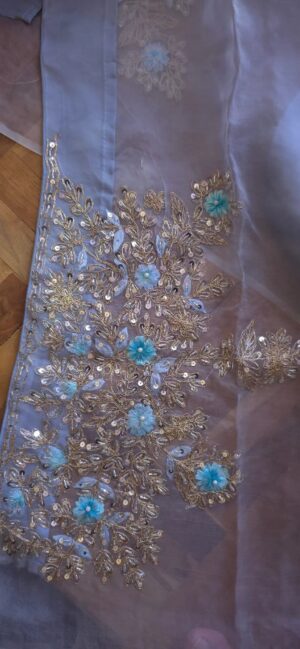 Dhakai Muslin-Organza Handcrafted Saree