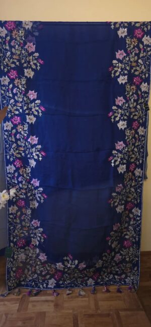 Dhakai Muslin-Organza Handcrafted Saree