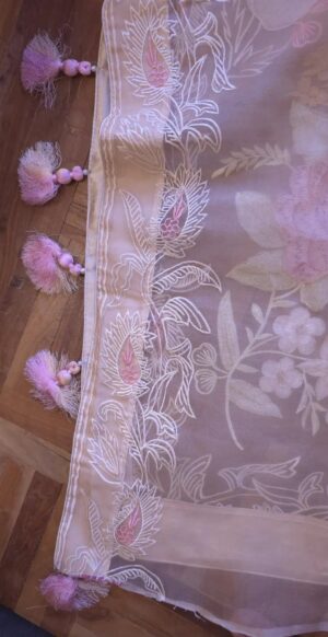 Dhakai Muslin-Organza Handcrafted Saree