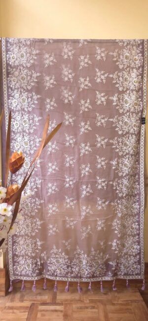 Dhakai Muslin-Organza Handcrafted Saree