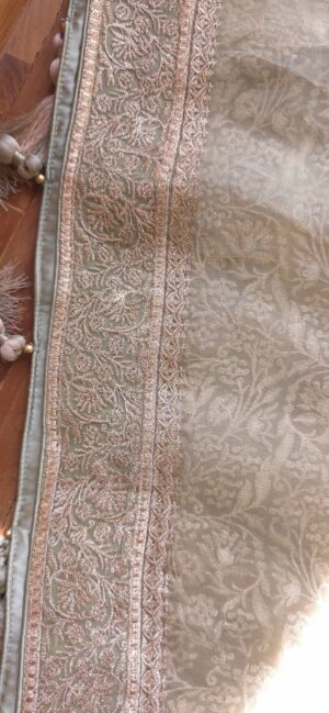 Dhakai Muslin-Organza Handcrafted Saree