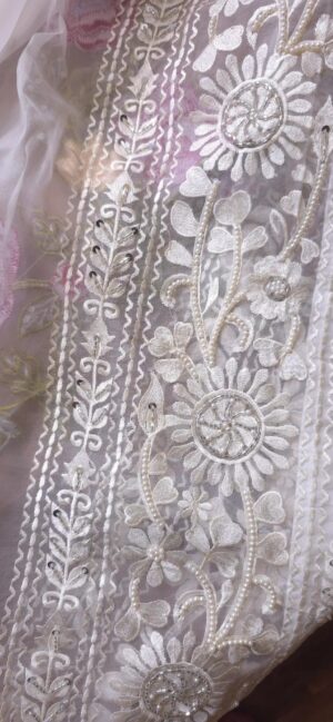Dhakai Muslin-Organza Handcrafted Saree