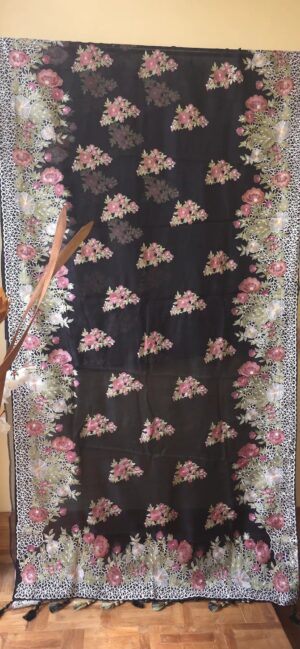 Dhakai Muslin-Organza Handcrafted Saree