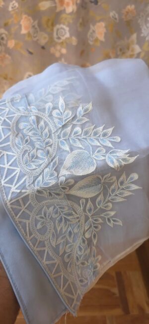 Dhakai Muslin-Organza Handcrafted Saree