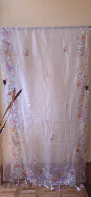 Dhakai Muslin-Organza Handcrafted Saree
