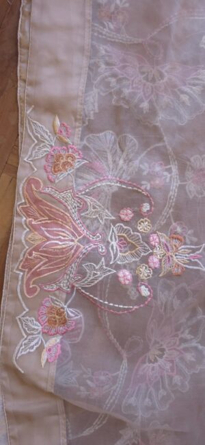 Dhakai Muslin-Organza Handcrafted Saree