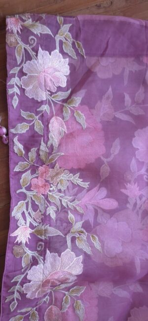 Dhakai Muslin-Organza Handcrafted Saree