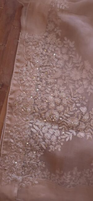 Dhakai Muslin-Organza Handcrafted Saree