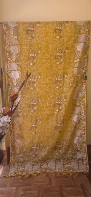 Dhakai Muslin-Organza Handcrafted Saree