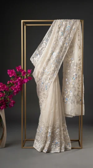 Dhakai ORGANZA-MUSLIN Handcrafted Saree