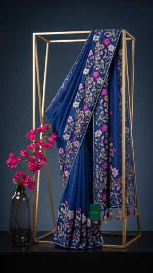 Dhakai Muslin-Organza Handcrafted Saree