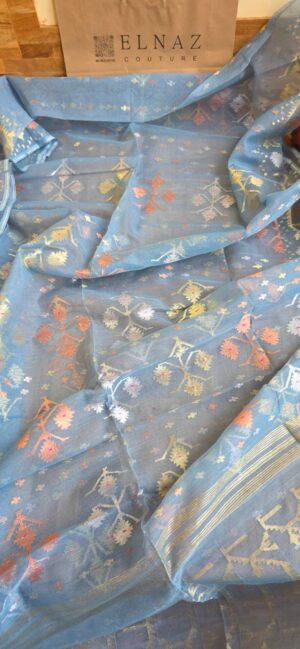 Pure Dhakai-Jamdani Half Silk Saree