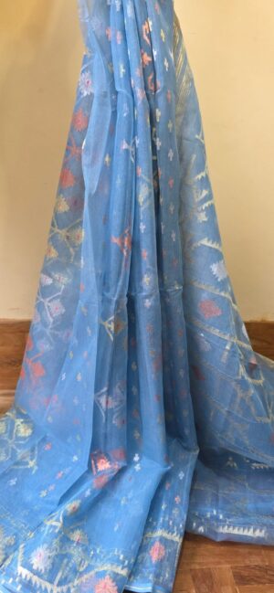 Pure Dhakai-Jamdani Half Silk Saree