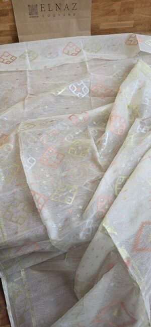Pure Dhakai-Jamdani Half Silk Saree