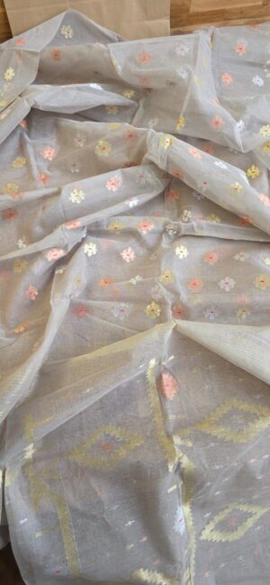 Pure Dhakai-Jamdani Half Silk Saree