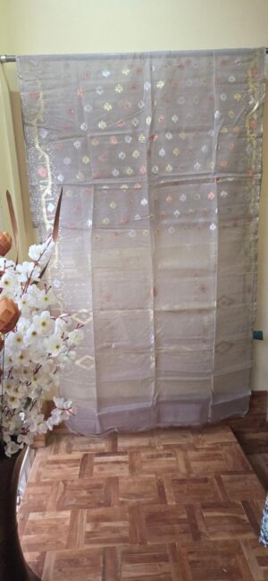 Pure Dhakai-Jamdani Half Silk Saree