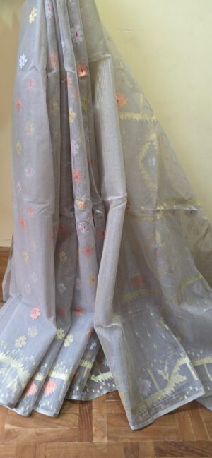 Pure Dhakai-Jamdani Half Silk Saree