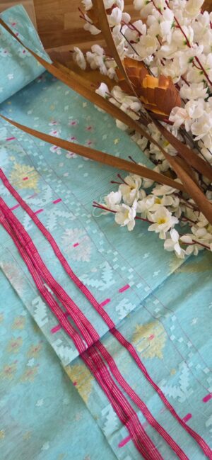 Pure Dhakai-Jamdani Half Silk Saree