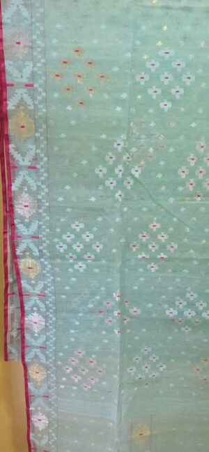 Pure Dhakai-Jamdani Half Silk Saree