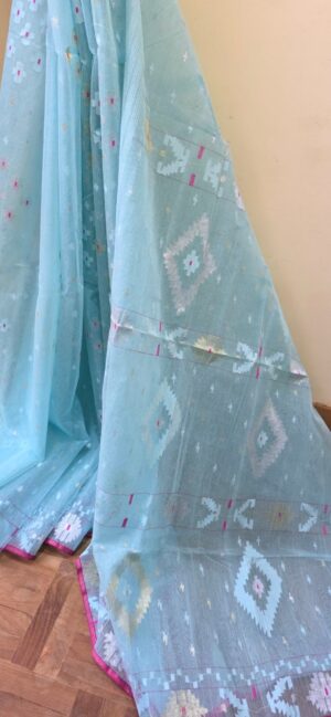Pure Dhakai-Jamdani Half Silk Saree