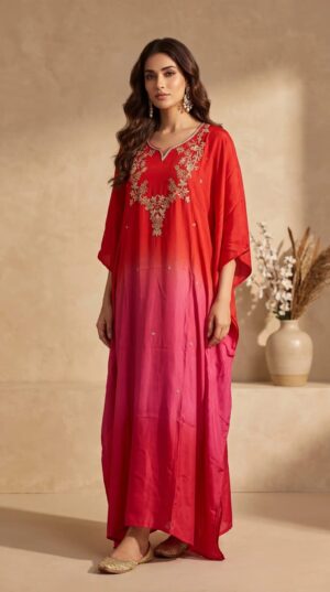 Pure Crepe Silk 3D Handwork Kaftan