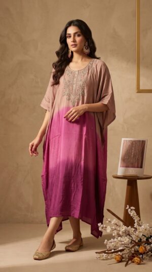 Pure Crepe Silk 3D Handwork Kaftan