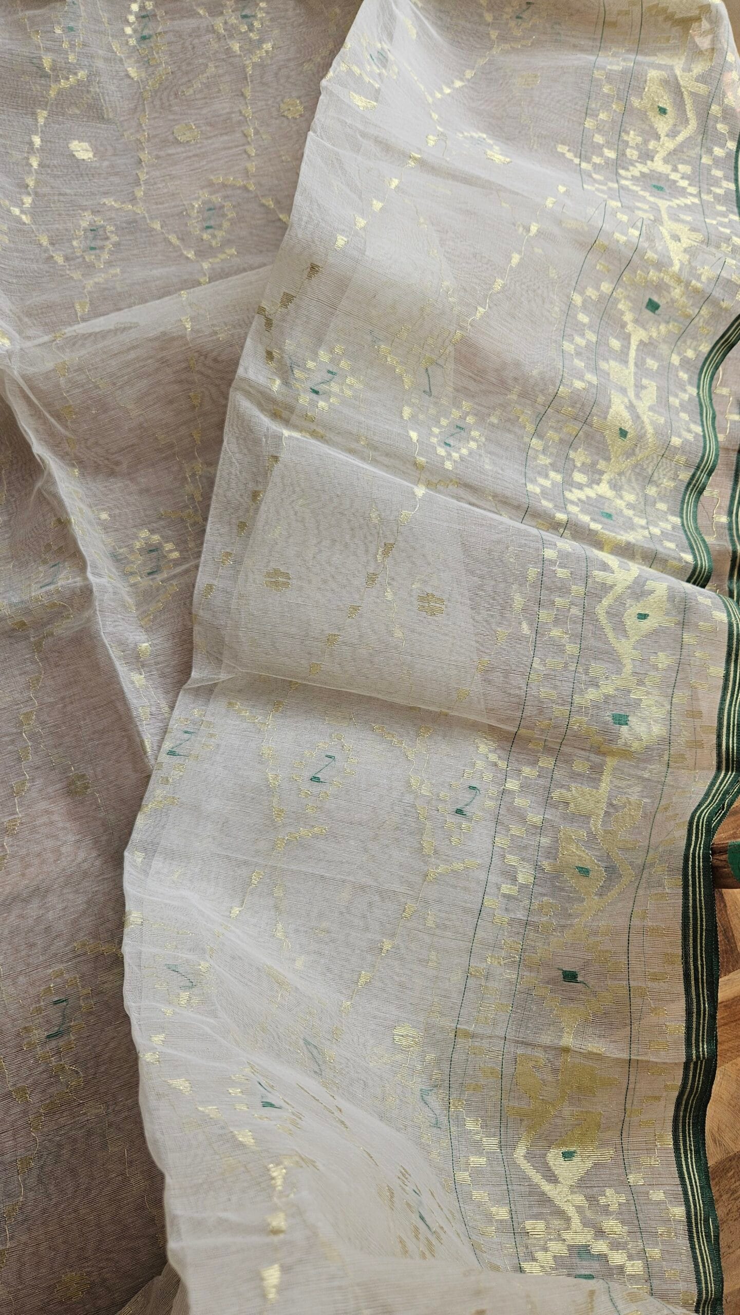 Pure Dhakai-Jamdani Half Silk Saree - Image 14