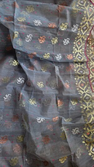Pure Dhakai-Jamdani Half Silk Saree
