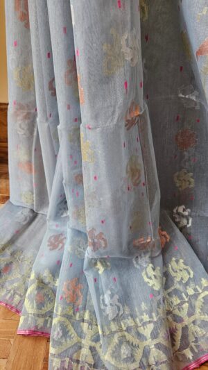 Pure Dhakai-Jamdani Half Silk Saree