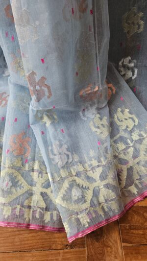 Pure Dhakai-Jamdani Half Silk Saree