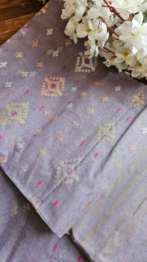 Pure Dhakai-Jamdani Half Silk Saree